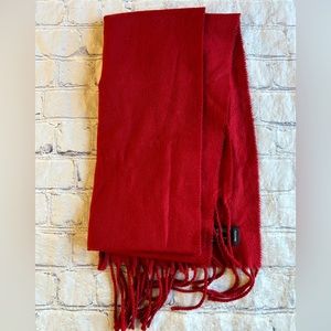 CASHME MADE IN ITALY 100% ACRYLIC DARK RED FRINGE OBLONG SCARF